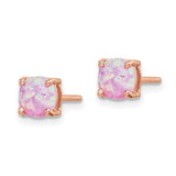 Sterling Silver Rose-tone and Gold-tone Created 6mm Opal Earring Set-WBC-QE15048