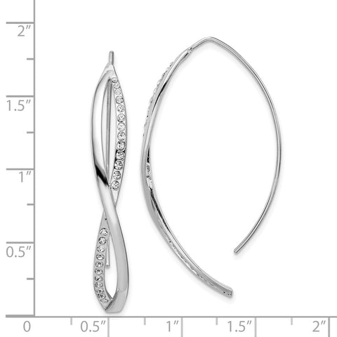 Sterling Silver Rhodium-plated CZ Twisted Threader Earrings-WBC-QE15066