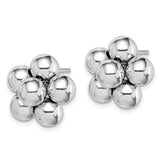 Sterling Silver Rhodium-plated Polished Beaded Post Earrings-WBC-QE15096