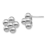 Sterling Silver Rhodium-plated Polished Beaded Post Earrings-WBC-QE15096