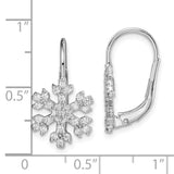 Sterling Silver Rhodium-plated CZ Snowflake Leverback Earrings-WBC-QE15137