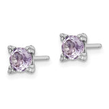 Sterling Silver Rhodium-plated Round 5mm Amethyst Post Earrings-WBC-QE15175