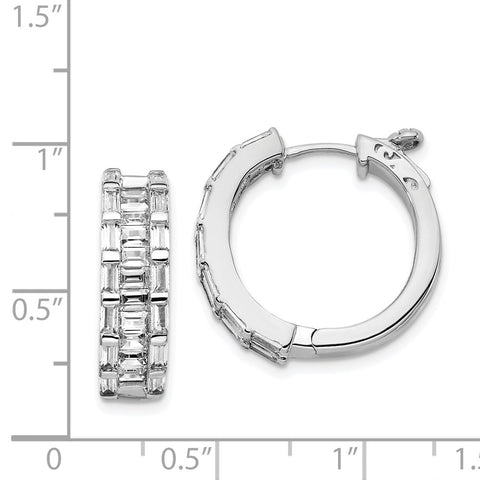 Sterling Silver CZ Round Hoop Earrings-WBC-QE15433