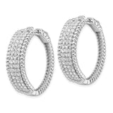 Sterling Silver CZ Hinged Hoop Earrings-WBC-QE15434