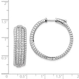 Sterling Silver CZ Hinged Hoop Earrings-WBC-QE15434