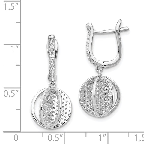 Sterling Silver CZ Sphere Leverback Earrings-WBC-QE15439