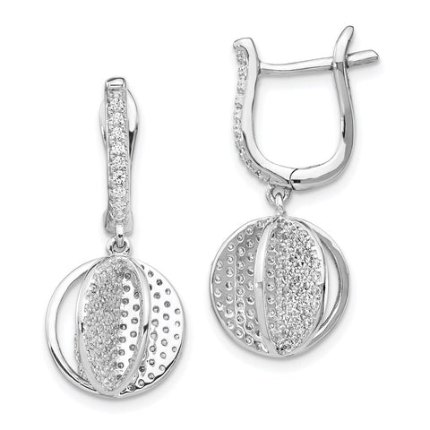 Sterling Silver CZ Sphere Leverback Earrings-WBC-QE15439