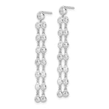 Sterling Silver CZ Circle Dangle Post Earrings-WBC-QE15440