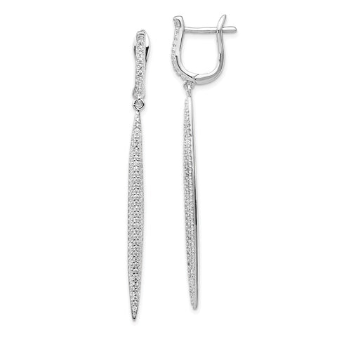 Sterling Silver CZ Dangle Bar Leverback Earrings-WBC-QE15444