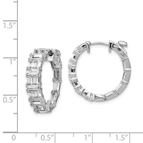Sterling Silver CZ In and Out Round Hoop Earrings-WBC-QE15450