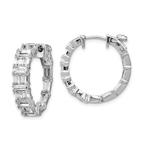 Sterling Silver CZ In and Out Round Hoop Earrings-WBC-QE15450