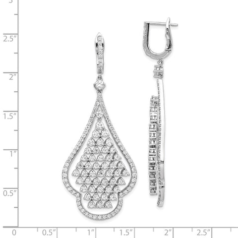 Sterling Silver CZ Chandelier Dangle Hinged Earrings-WBC-QE15455