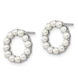 Sterling Silver Rhodium-plated 2-2.5mm Button FWC Pearl Earrings-WBC-QE15465