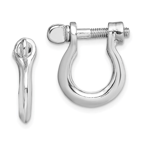 Sterling Silver Polished Medium Shackle Link Screw Earrings-WBC-QE15477