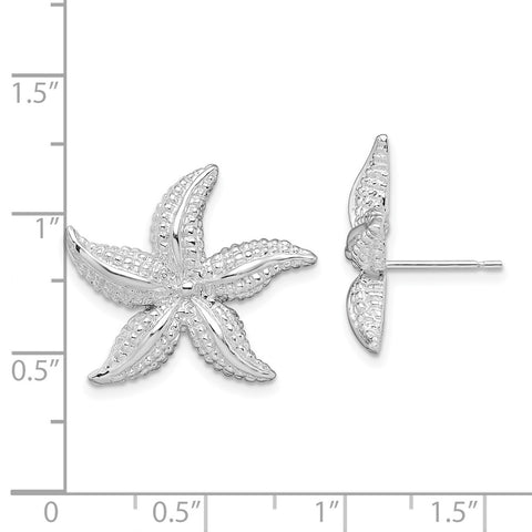 Sterling Silver Polished Starfish Post Earrings-WBC-QE15483