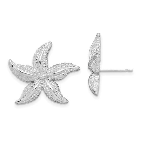 Sterling Silver Polished Starfish Post Earrings-WBC-QE15483