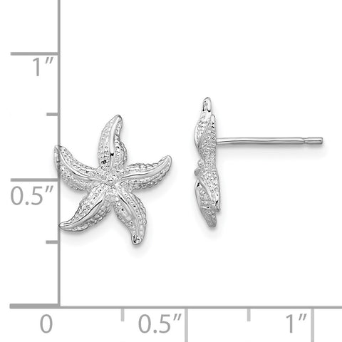 Sterling Silver Polished Starfish Post Earrings-WBC-QE15486