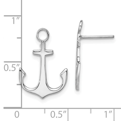 Sterling Silver Polished Anchor Post Earrings-WBC-QE15494