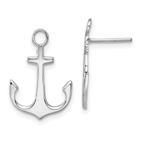 Sterling Silver Polished Anchor Post Earrings-WBC-QE15494