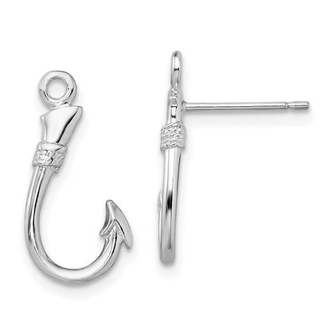 Sterling Silver Polished Fish Hook Post Earrings-WBC-QE15495
