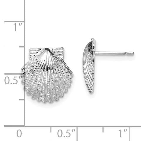 Sterling Silver Polished Scallop Shell Post Earrings-WBC-QE15501