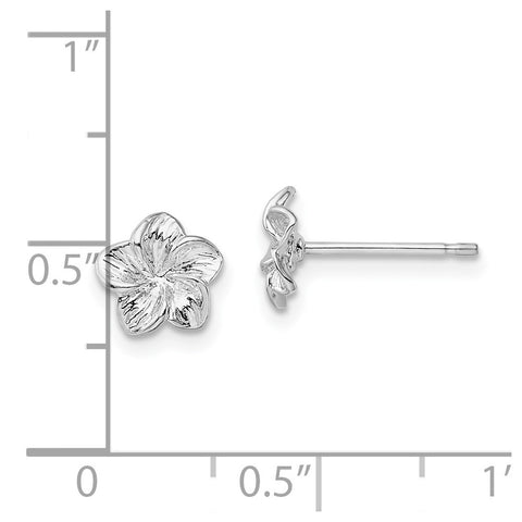 Sterling Silver Polished Plumeria Flower Post Earrings-WBC-QE15504