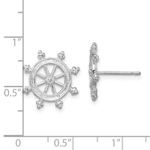 Sterling Silver Polished Ships Wheel Post Earrings-WBC-QE15511