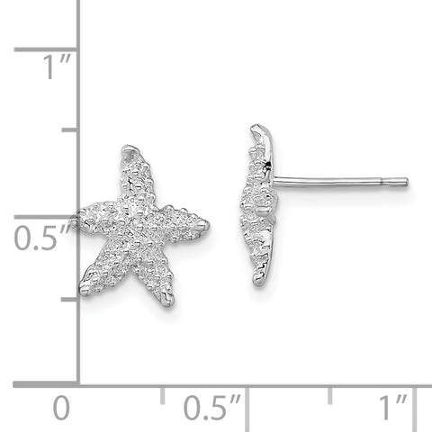 Sterling Silver Polished Starfish Post Earrings-WBC-QE15515