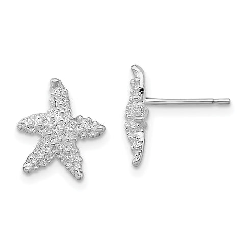 Sterling Silver Polished Starfish Post Earrings-WBC-QE15515
