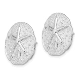 Sterling Silver Polished Sand Dollar w/Starfish Post Earrings-WBC-QE15523