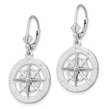 Sterling Silver Polished Compass Leverback Earrings-WBC-QE15535