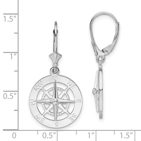 Sterling Silver Polished Compass Leverback Earrings-WBC-QE15535