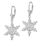 Sterling Silver Polished Snowflake Leverback Earrings-WBC-QE15588