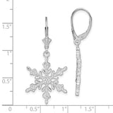 Sterling Silver Polished Snowflake Leverback Earrings-WBC-QE15588