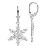 Sterling Silver Polished Snowflake Leverback Earrings-WBC-QE15588