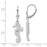 Sterling Silver Polished 3D Seahorse Leverback Earrings-WBC-QE15591