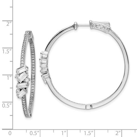 Sterling Silver CZ Hinged In/Out Hoop Earrings-WBC-QE15615