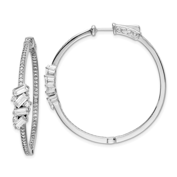 Sterling Silver CZ Hinged In/Out Hoop Earrings-WBC-QE15615