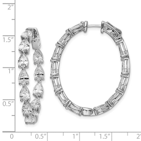 Sterling Silver CZ In/Out Teardrop Hoop Earrings-WBC-QE15617