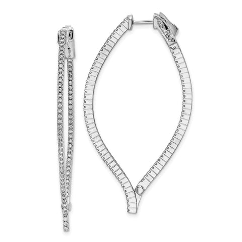 Sterling Silver CZ In and Out Earrings-WBC-QE15628