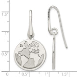 Sterling Silver Polished/Satin World Dangle Earrings-WBC-QE15635