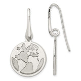 Sterling Silver Polished/Satin World Dangle Earrings-WBC-QE15635