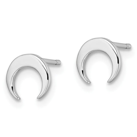 Sterling Silver Rhodium-plated Polished Moon Post Earrings-WBC-QE15670