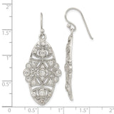 Sterling Silver Polished Fancy CZ Dangle Shephard Hook Earrings-WBC-QE15677
