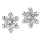 Sterling Silver Rhodium-plated CZ Snowflake Post Earrings-WBC-QE15679