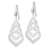 Sterling Silver Rhod. Polished Grooved Fancy Drop Dangle Earrings-WBC-QE15689