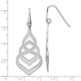 Sterling Silver Rhod. Polished Grooved Fancy Drop Dangle Earrings-WBC-QE15689