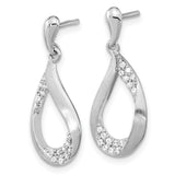 Sterling Silver Rh-plated CZ Teardrop Dangle Post Earrings-WBC-QE15721