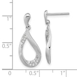 Sterling Silver Rh-plated CZ Teardrop Dangle Post Earrings-WBC-QE15721