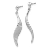 Sterling Silver RH-plated Brushed Dangle Post Earrings-WBC-QE15727